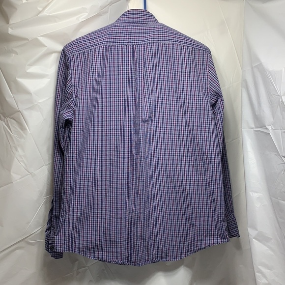 Men’s Banana Republic Blue Pink Plaid Button Down Long Sleeve Shirt Size M - Picture 5 of 5